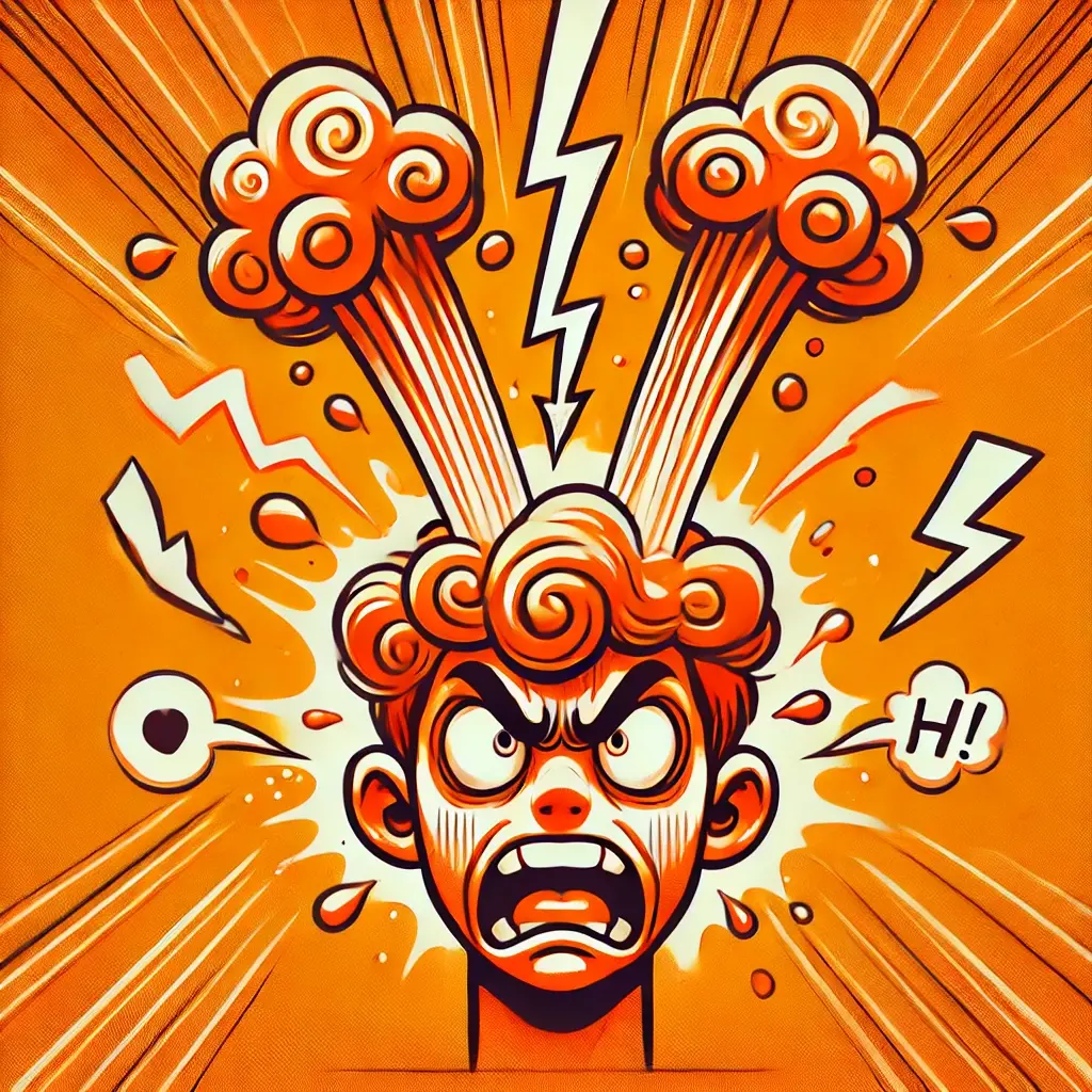 Dall e 2024 10 28 18 03 48 a humorous vibrant orange toned thumbnail for a blog article illustrating a rant or vent with playful imagery the image shows a character expre